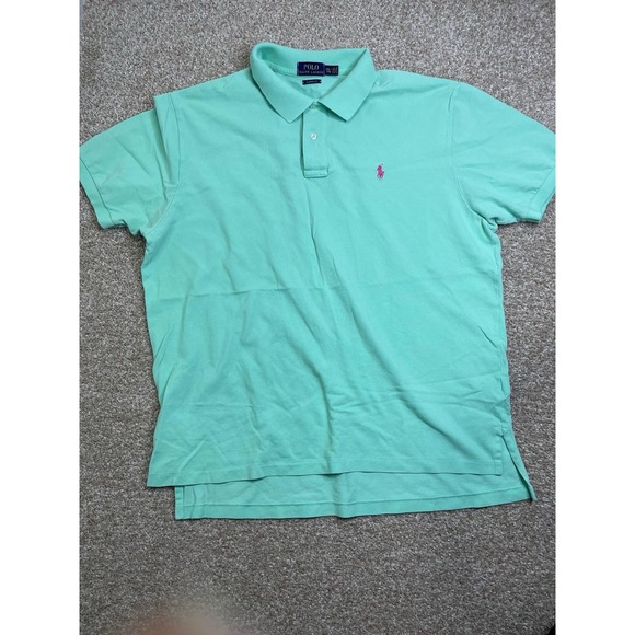 Polo Ralph Lauren Mens XXL Blue Polo Shirt Pink Pony Preppy Casual Golf Rugby - Picture 1 of 6
